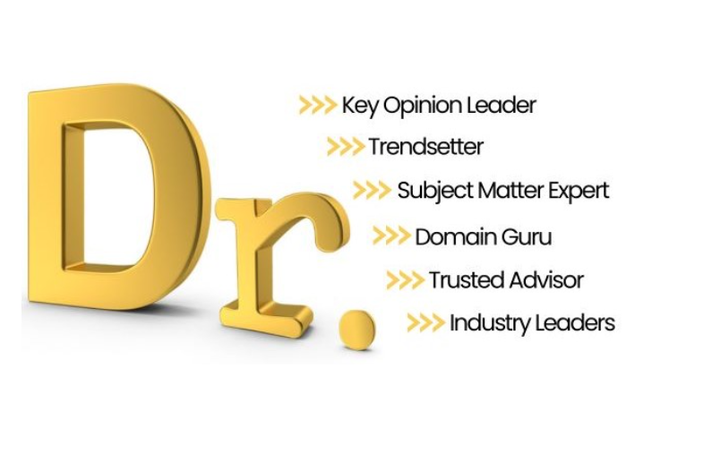 Golden Dr. title symbolizing leadership, expertise, and recognition as a key opinion leader and industry expert.
